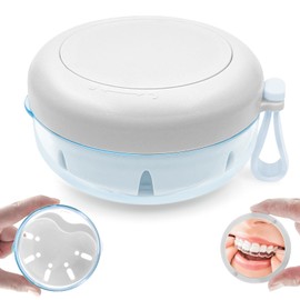 THSTOIC Denture Bath Case - False Teeth Container with Mirror, No-Leaking Retainer Cleaning Box, Travel Denture Holder Cup for Soaking Full & Partial Dentures, Mouth Guards, Braces, Aligners