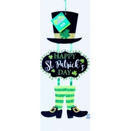 Unbranded St Patrick's Day  Themed Green Shamrocks Hanging Sign Irish Wall Decor NEW-17”