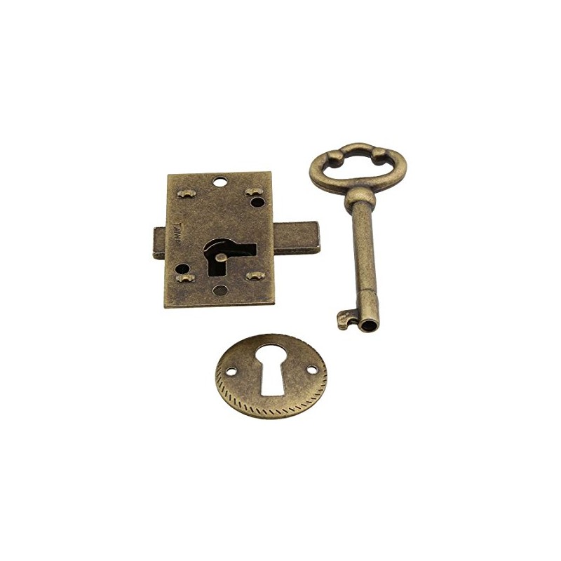 Small Brass Plated Non-Mortise Cabinet Lock in Antique Brass