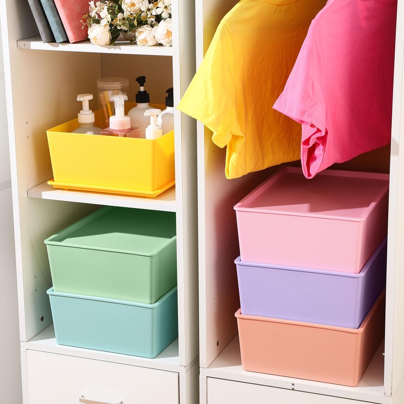 Menkxi 6 Pcs Large Plastic Storage Bins with Lids 14.4