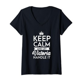 Keep Calm And Let Victoria Handle It Name Victoria V-Neck T-Shirt
