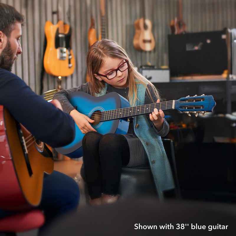 Ashthorpe 38-inch Beginner Acoustic Guitar Package (Blue), Basic Starter Kit