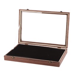Pin Display Case Large Black PU Leather Dustproof Glass Widely Used Coin Display Case for Jewelry Badge Medal Display Case