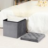 B FSOBEIIALEO Storage Ottoman Cube, Velvet Tufted Folding Ottomans with