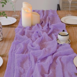Cheesecloth Table Runner 35x120 Inches Boho Gauze Sheer Fabric Table Runner 10ft Cheese Cloth Table Centerpieces Decorations for Party Classy Bridal Shower Weddings Graduation Decorations(Lavender)