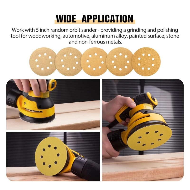 Local Stock in US 100PCS 5 Inch Sanding Discs 8-Hole