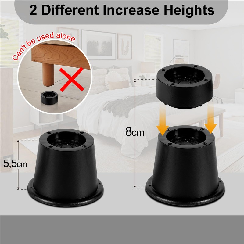 Uping Bedding Adjustable Furniture Riser 3 Inch
