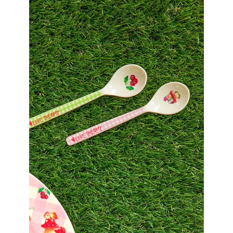 Rice Coffee Spoon Melamine Spoon Love Therapy Print Set of