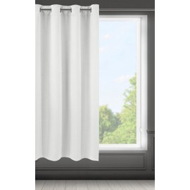 Eurofirany Logan Opaque Blackout Satin Curtain with Eyelets, 1 Item, Smooth, Plain Colour, Living Room, Bedroom, 140 x 175 cm, White