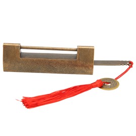 Brass Antique Padlock Spacing 5.9cm Exquisite Rustproof Chinese Old Style Fish Horizontal Padlock for Jewelry Boxes Bronze