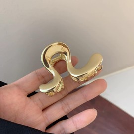 Briskyjp Hair Clip, Small, 2.4 inches (6 cm), Tightly Curled, Hair Accessory, Metal, Banana Clip, For Adults, Korean Style, Simple, Office, Women's, Weighted, Hair Clip, Gold