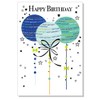 Male Birthday Card - Script Balloons Blue Green - 7.5"
