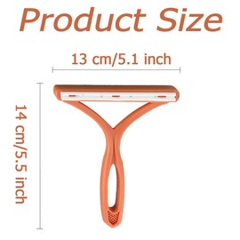 Pet Hair Scraper Removal Tool Fur Fluff Remover Carpet Rake Portable Carpet Brush with Double Sided Scraper Reusable Pet Hair Remover Roller for Cat Dog Sofa Bed Furniture Clothing(Orange)