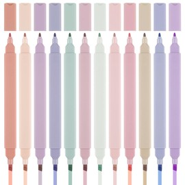 Dual Tips Highlighter Pen, Highlighter Pen, Double Head 2-in-1, Aesthetic Highlighter, Pastel Set, Pens, Aesthetic, No Bleeding, Dries Quickly - for Schools Students Office Supplies