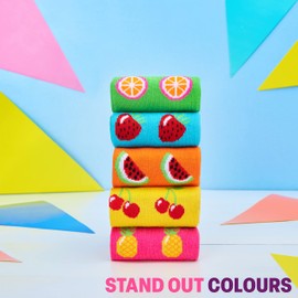 CityComfort Womens Socks, Calf Length Colourful Funny Socks Soft Breathable - Pack of 5 (Multi Rainbow)