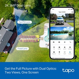 Tapo C246D WiFi Outdoor Surveillance Camera with 2K Dual Lens, 125° Wide Angle & 6 mm Telephoto Lens, Smart Tracking, Free AI Detection, Night Vision, MicroSD Card Up to 512 GB