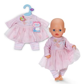 BABY born Vestitino rosa cipria – Abito per bambola con maniche lunghe, gonna in tulle & leggings – Abbigliamento per bambole – Accessorio per bambole da 36 cm