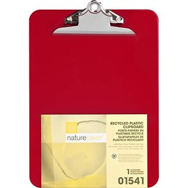 Nature Saver Recycled Clipboard -1-Inch Capacity -8.50-Inch x12-Inch -Heavy Duty -Plastic -Red