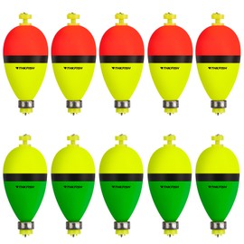 THKFISH Fishing Bobbers Floats,10 Packs Weighted Bobbers, Foam Oval Slip Bobbers for Fishing, Three Colours Crappie Bobbers, for Fishing Bluegill Crappie Panfish Bass Trout, 1in 1.5in 2in (2in)