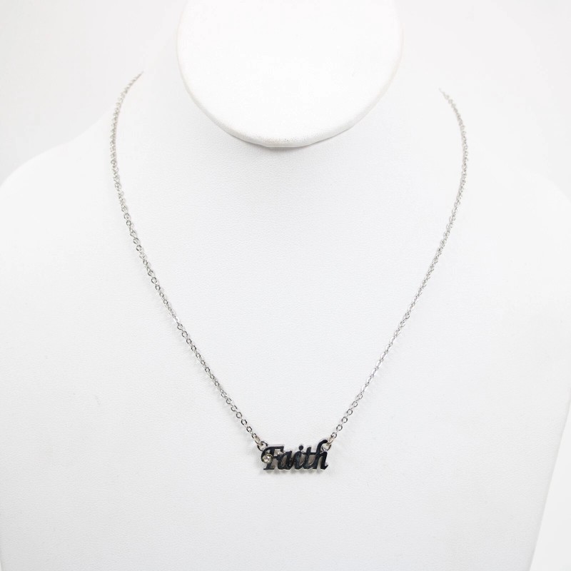 Stravina FAITH NEW Name Silvertone Rhinestone 14.5" w 4.5" Multi