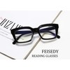 FEISEDY Retro Square Blue Light Blocking Reading Glasses Anti Glare
