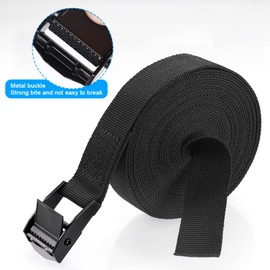 Hejo Pack of 4 lashing straps, 5 m lashing straps with clamping lock, adjustable fastening straps for bicycle, motorcycle, luggage packages, camping, black