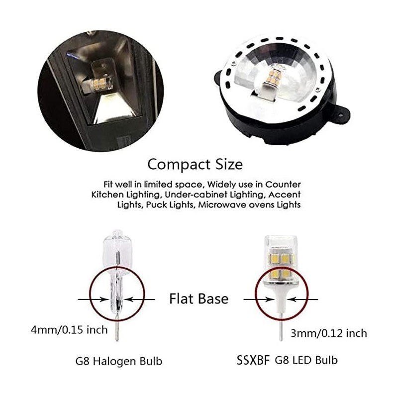 SSXBF G8 Led Bulb, 20-25W Halogen Equivalent 3W T4 Bulb,