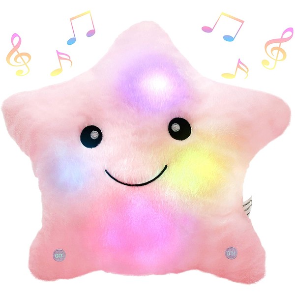 Bstaofy Animated Musical Glow Twinkle Star Creative Lullaby LED Stuffed Toys Accompany Kids at Night Singing Christmas for Girls Toddlers, Pink