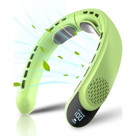 ASNUG Bladeless Neck Fan, 4 Turbo Portable Neck Fan, 4000 mAh Battery Operated, USB Rechargeable Personal Fan, 3 Speeds, 360° Cooling Airflow, LED Display, Wearable Fan for Home, Office, Travel, Gifts