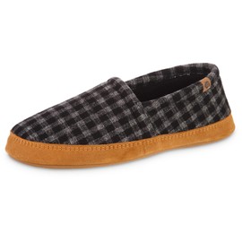 Acorn mens Slippers Moccasin, Black Plaid, 10.5-11.5 US
