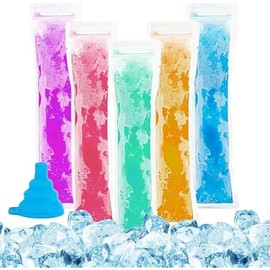 100 Popsicle Bags Sealable BPA-free - 230ml Yogurt Popsicle Tubes Homemade bolsitas para bolis de hielo Ice Candy Plastic Bags Disposable Juice Alcohol Liquor Smoothie Lolly Pop Mold Kid Party