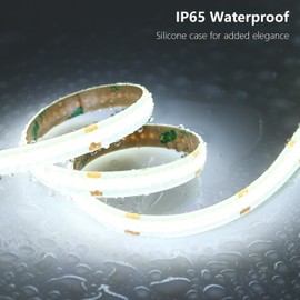 BENLUN 24V COB LED Strip Light Outdoor Waterproof 65.6ft (2 Rolls of 32.8ft), 6000K Cool White 11W/M 312LEDs/M CRI 93 LED Tape Light with Power Supply for Bedroom Courtyard Living Room Ceiling