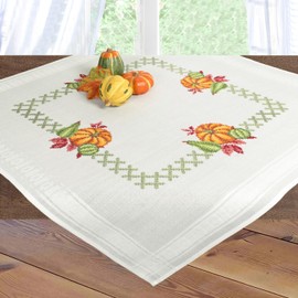 Schaefer Printed Embroidery Cross Stitch Kit for Tablecloth (Pumpkins 6870)