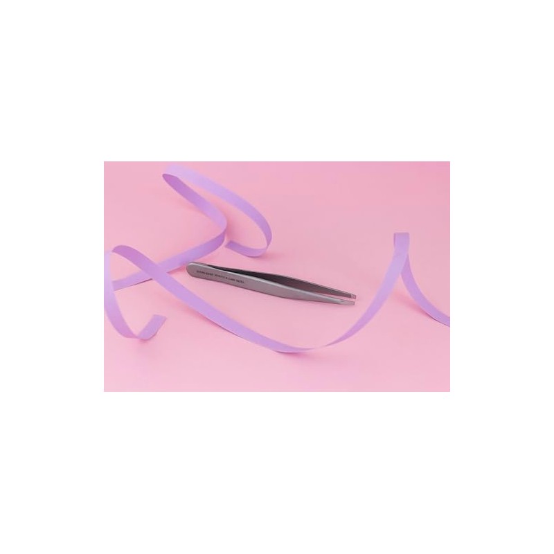 STALEKS PRO Expert Wide Beveled Stainless Steel Eyebrow Tweezer, Matte