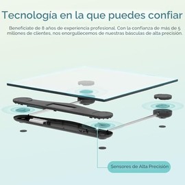 Etekcity - Báscula digital de peso corporal, pantalla LCD azul grande, medidas de alta precisión, vidrio templado de 6 mm, 400 libras | Exhibición azu