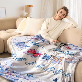 Bible Blanket Religious Gifts for Women God Says You Are Beautiful 50X60 Throw Blanket Christmas Faith Gifts for Christian Women Jesus Gifts for Woman Bible Verse Throw and Blanket for Godmother