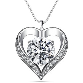 BSTGEKELY Moissanite Necklace Heart, 2 Carat Moissanite Diamond Necklace for Women Hypoallergenic 925 Silver Jewellery Anniversary Birthday Gifts for Women Girlfriend Wife