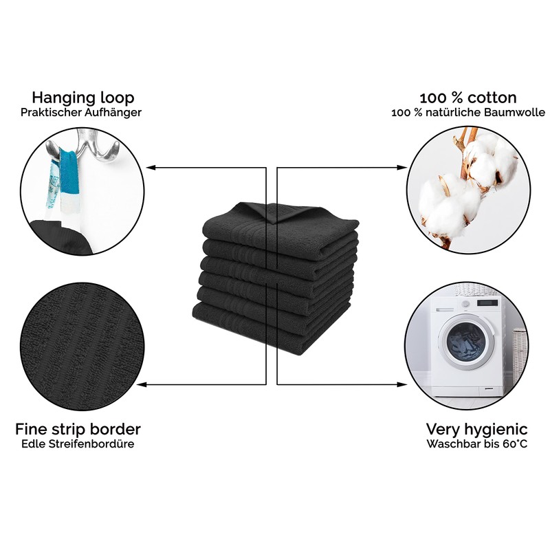ZOLLNER Set of 6 Guest Towels 40 x 60 cm