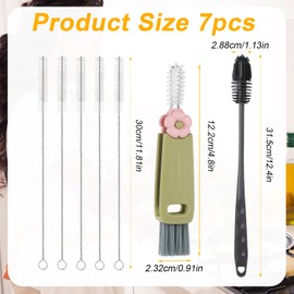 PEUTIER 7pcs Silicone Straw Cleaner Set, Straw Cleaner Brush, Water Cup Brush, Reusable Silicone Straw for YETI 25/26/35/42oz, Medium