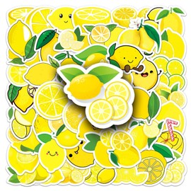 50PCS Cartoon Fruit: Lemon Stickers Pack for Kids Teens Waterproof Vinyl Stickers for Hydroflasks Laptop Cup Tablet Computer Waterbottles Car Notebook Luggage,Trendy Fruit Decals Pack (Lemon)