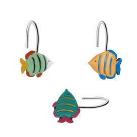 CandyGrid Fish Shower Curtain Hooks Rings for Under The Sea Bathroom Decor, Beach Shower Curtain Hooks, Nautical Shower Curtain Hooks, Decorative Shower Curtain Hooks for Bathroom - Set of 12