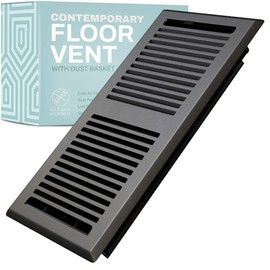 Home Intuition Contemporary Floor Vent Cover 2X12 Inch Floor Register with Mesh Cover Trap Heat and Air Walkable Metal Floor Vent for HVAC Duct, Dark Grey