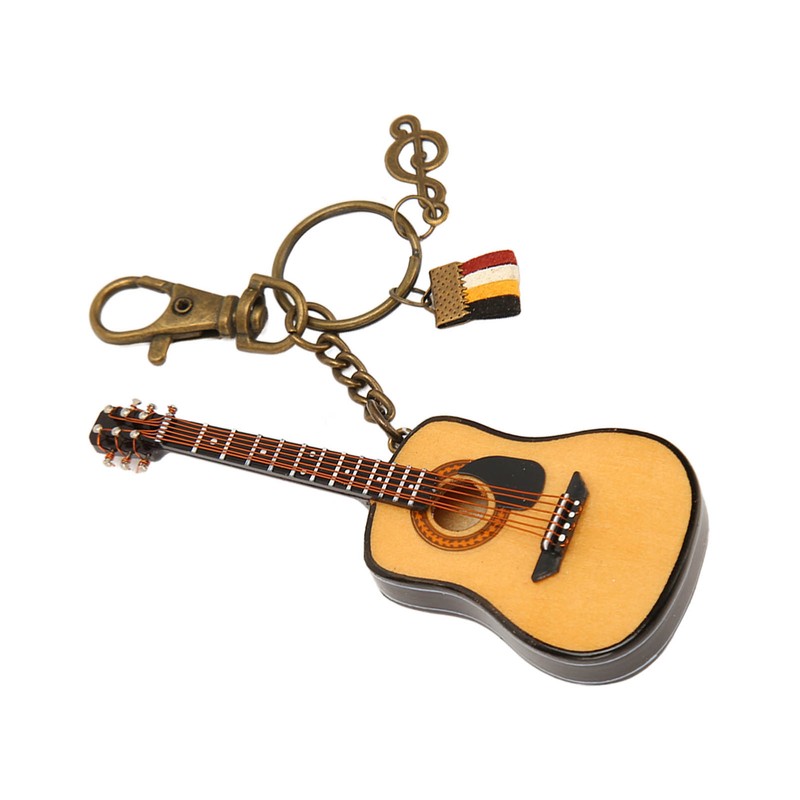 Mini Guitar Model Keychain Function Smoothing Wood Rich Details Miniature