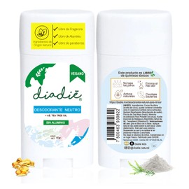 DIADIÉ, Desodorante natural, neutro, Infantil, para Niños, Niñas, Vegano, No tapa los poros, Elimina el mal olor, desodorante en Barra, 60g, 1 Pack