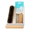 2 Shoe Brush Set - Traditional Wooden Handle Brushes For