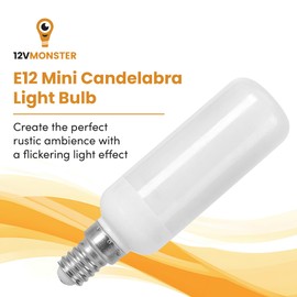 Fire Effect T6 T8 E12 LED Fire Candle Light Bulb Flame Flicker Tube Base Shape Novelty Lighting B11 Torch Bulbs 12mm Diameter Fitting, 100MM / 4.00" Total Length 120V 240V ST15 MED g16 ja8 CFL 6 Pack