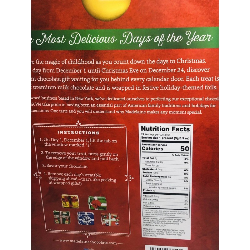 Madeline Chocolates Countdown to Christmas 24 Premium Milk Chocolates. 8