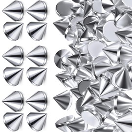 Winsyison 100pcs Bullet Spike Cone Studs, ABS Flat Back Punk Spikes, Bullet Shaped Rivets Beads for Leather Coats Denim Jackets Shoes Belt Hat Bag Necklace Bracelet Guitar DIY Crafts- Silver