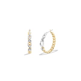 Coach Women's Signature Mixed Metals Chain Hoop Earrings