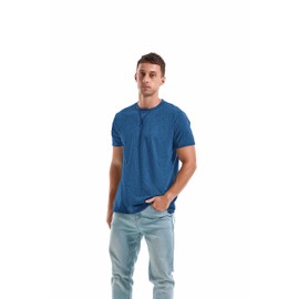 KLIEGOU Men's T-Shirts - Elasticity Cotton Crew Neck Tees 2166 Dark Blue M